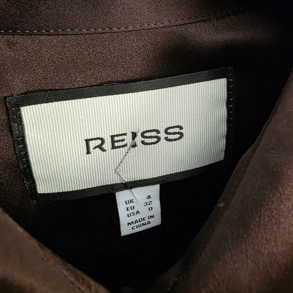 Big Sale! Reiss Silk Satin Concealed-Placket Shirt in Burgundy - Picture 9 of 9